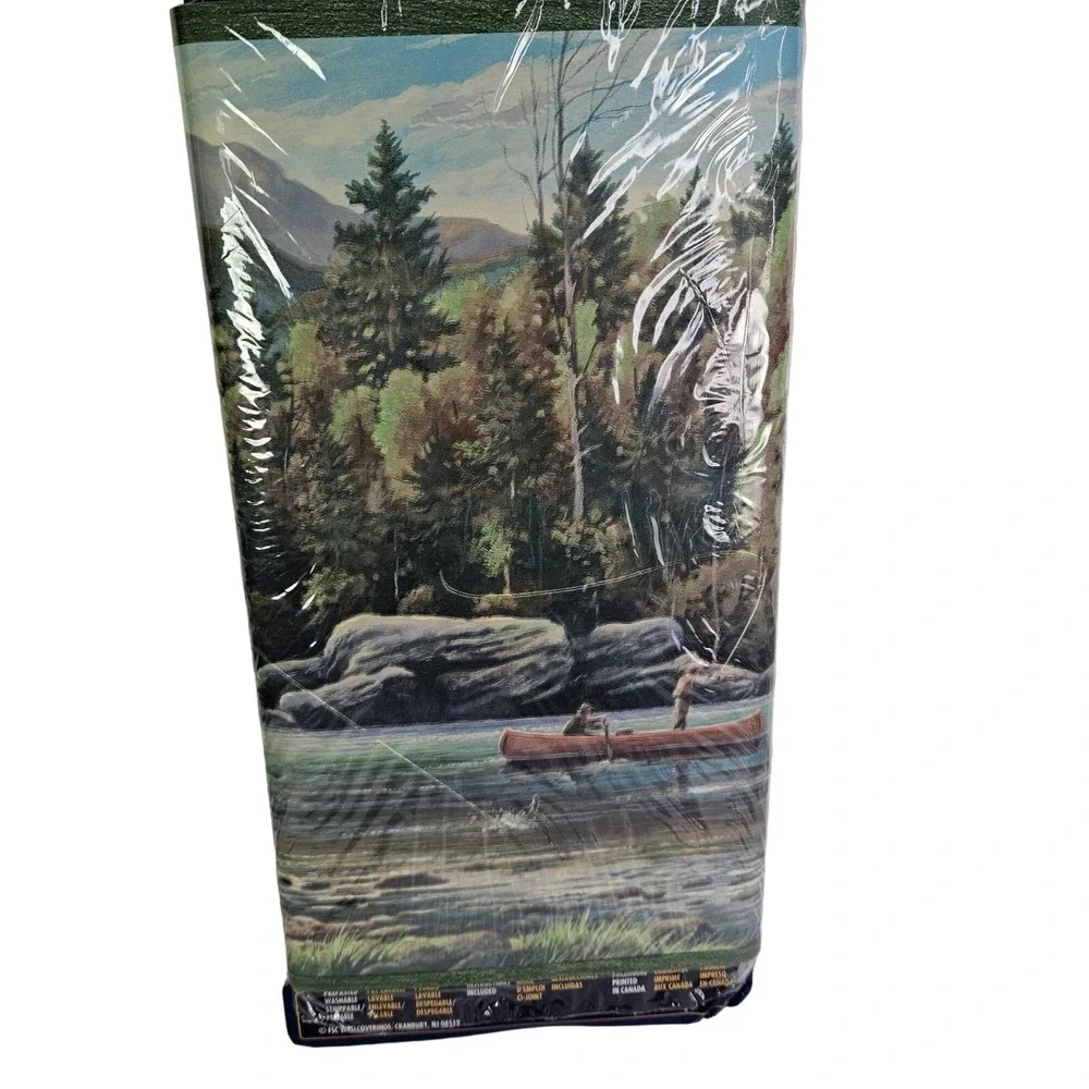 Wallpaper Border Fishing Canoe Mountain Stream Scenery Fisherman Wall Decor New
